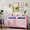 Sideboard Buffet Cabinet With Power Outlet,Kitchen Storage Cabinet With 2 Fluted Acrylic Drawers - 3 of 4