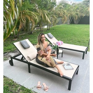 PURPLE LEAF Outdoor Chaise Lounge Chairs Set Adjustable Recliner Chair with Wheels and Table for Poolside Beach Aluminum Reclining Sunbathing Lounger - 1 of 1