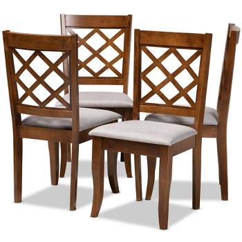 Set of 4 Brigitte Dining Chair Gray/Walnut - Baxton Studio: Modern Upholstered, Foam-Padded Comfort, Wood Frame
