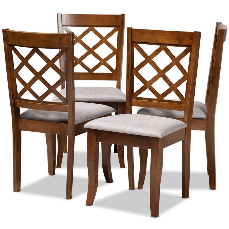 Set of 4 Brigitte Dining Chair Gray/Walnut - Baxton Studio: Modern Upholstered, Foam-Padded Comfort, Wood Frame, 1 of 8