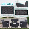 Anybear 4PC Black PE Wicker Sectional Sofa Couch with Washable Cushions Patio Furniture Set - 4 of 4