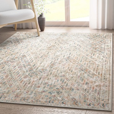 Asha Vintage Ivory 6' x 9' Tribal Chevron Flat-Weave Rug