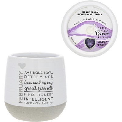 Pavilion Gift Company - February - 11 oz - 100% Soy Wax Reveal Candle with Birthstone Scent: Tranquility - Flame Candles