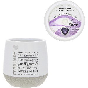 Pavilion Gift Company - February - 11 oz - 100% Soy Wax Reveal Candle with Birthstone Scent: Tranquility - Flame Candles - 1 of 4