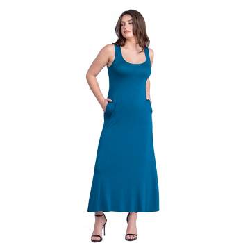 24seven Comfort Apparel Scoop Neck Sleeveless Maxi Dress with Pockets