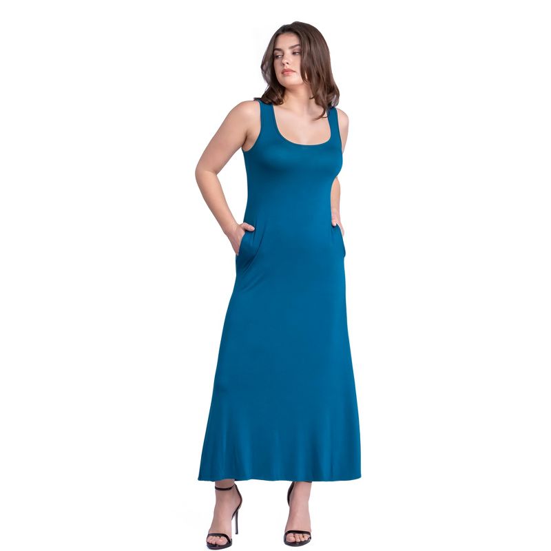 24seven Comfort Apparel Scoop Neck Sleeveless Maxi Dress with Pockets, 1 of 5