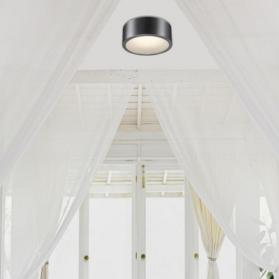Edinburg Black Iron LED Flush Mount Ceiling Light with Frosted Glass