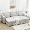 HOMCOM Sectional Sleeper Sofa, Linen Fabric L Shaped Couch with Pull out Bed, Reversible Storage Chaise for Living Room, Apartment, 3-seat - 3 of 4