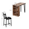 Bar Table and Chairs Set of 2, High Top Kitchen Bar Table, Wood Bar Height Dining Room Set, 3 Tier Storage Shelves, 2 Stool, for Small Spaces - 4 of 4