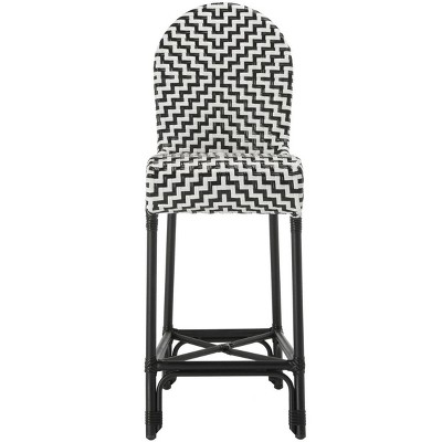 Tilden Black and White Rattan Indoor/Outdoor Bar Stool