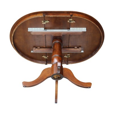 Classic Farmhouse 50" Round Espresso Wood Extendable Dining Table