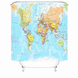 World Map Shower Curtains for Bathroom Waterproof Fabric Bath Curtain Durable Soft Stylish Bathroom Decor 72x72 Inch - 1 of 1