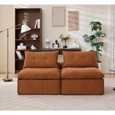 NicBex Modern Modular Soft Chenille Loveseat Sofa with Removable Pillows,Minimalist Armless 2-Seater Sofa for Living Room,Bedroom