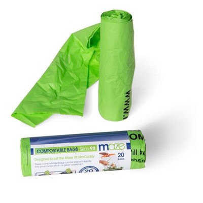 Maze Slim Caddy Compostable Bags 2.4 Gallon Set of 20 - Gardener's Supply Company