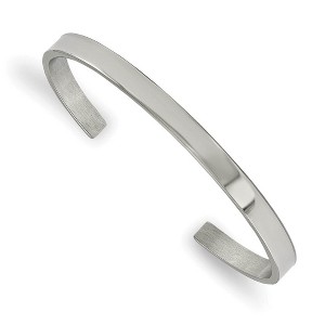 Black Bow Jewelry 5mm Stainless Steel Polished Flat Cuff Bracelet, 6.5 Inch - 1 of 4