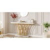 Gulches Modern Faux Marble Console Table, Grid Metal Base, White & Gold, 59" - 3 of 4