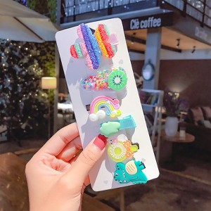 MyKids-Usa Sweet Girls Candy Color Cartoon Pattern BB Clips One-word Hair Clips 1 BaG - 1 of 4