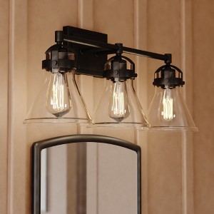 VAXCEL Mason Farmhouse Black Bathroom Vanity Light Fixture Clear Glass - 1 of 4