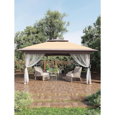 13x13 Pop Up Canopy Tent with Mosquito Netting, Instant Portable Shelter for Outdoor Backyard Parties Heavy Duty Foldable Gazebo with Carrying Bag