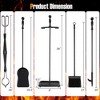 Tangkula 5 Piece Fireplace Tool Set Wrought Iron Indoor Fireplace Set and Holder Black - 4 of 4