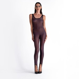 LECHERY Women's Lustrous Sheer Stirrup Tank Bodystocking - 1 of 2