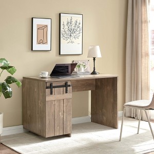 XIYUYEU Home Office Desk Modern Writing Desk with Cabinet, 3 Shelves and Metal Hinge - 1 of 4