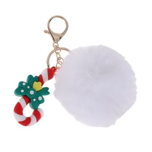 Unique Bargains Christmas Keychain with Double Ring and Lobster Clasp Alloy Plush 1 Pc - 1 of 4