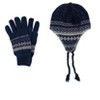 CTM Men's Heavy Knit Winter Pattern Helmet Hat and Glove Set - 4 of 4