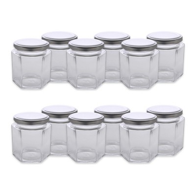 Design Imports Hexagon Jars With Silver Lids Set/12