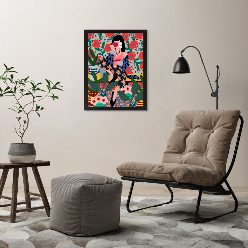 Americanflat Botanical Modern Girl Drinking Tea By Studio Grand-Pere Black Frame Wall Art, 5 of 6