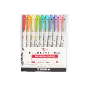Zebra 10ct Mildliner Dual-tip Creative Colorful Markers Gifting: Artist Markers, 0.4mm & 0.6mm, Water-Resistant, Quick Drying - 1 of 4