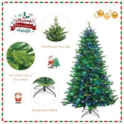8ft Green Pine Prelit Outdoor Christmas Tree with LED Lights