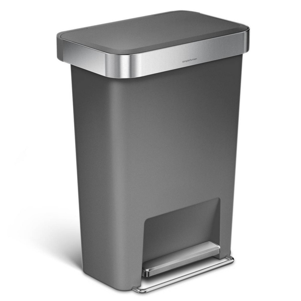 UPC 838810017471 product image for simplehuman 45L Rectangular Liner Rim Kitchen Step Trash Can Gray Plastic | upcitemdb.com