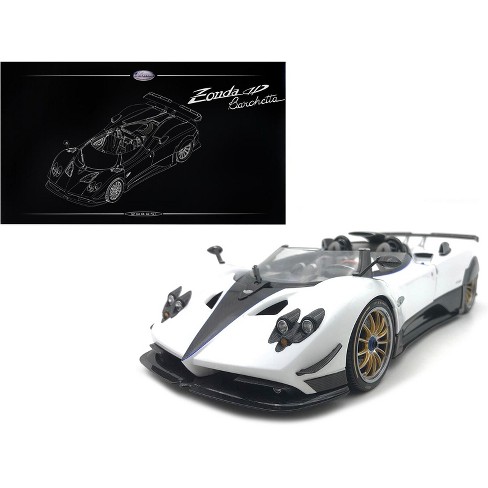 Pagani Zonda HP Barchetta White with Carbon Accents 1/18 Diecast Model Car  by LCD Models