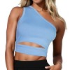Slickblue Women's One Shoulder Ribbed Crop Top - Cut Out Slim Fit Tee - 6 Color Options, Size S-L - 3 of 4
