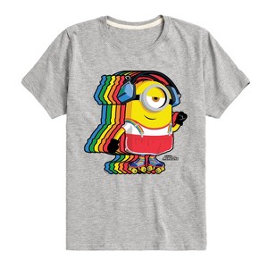 Boys' - Despicable Me 4 - Minion Roller Skating with Retro Rainbow Short Sleeve Graphic T-Shirt - 1 of 4
