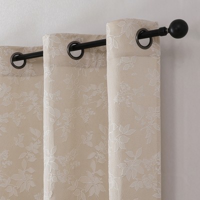 Kate Aurora 2 Piece Essence Floral Grommet Top Window Curtain Panels - 84 in. Long