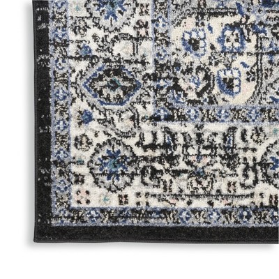 Black Ivory Floral Synthetic 8' x 10' Non-slip Rug