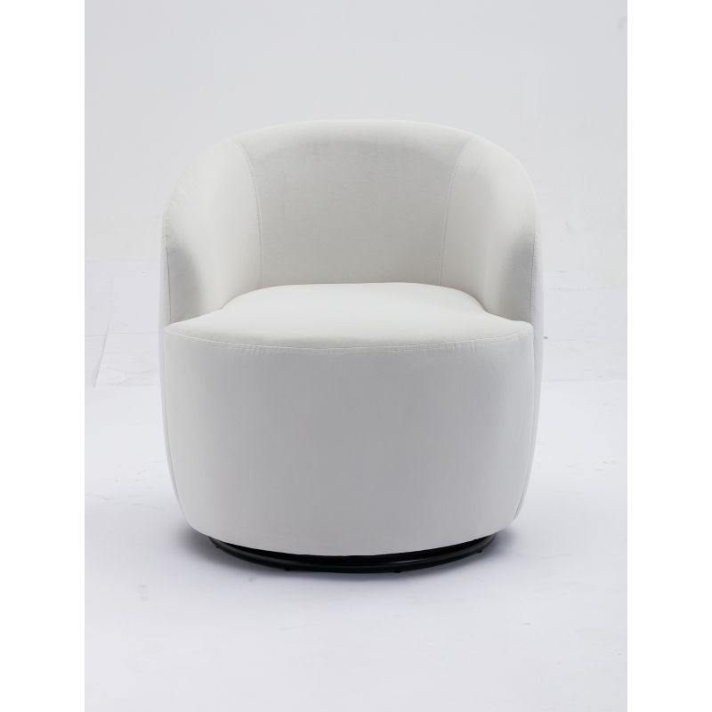 360° Swivel Accent Armchair, Barrel Chair With Black Powder Coating Metal Base-ModernLuxe, 5 of 13