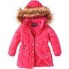Sportoli Girls Fleece Lined Quilted Midlength Fur Trimmed Hood Winter Puffer Coats - 4 of 4