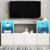TIRAMISUBEST High Gloss TV Stand with LED Lights, Modern Sideboard with Large Storage Cabinet, Media Console with Tempered Glass Shelves - 2 of 4