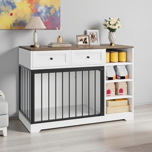 Coucheta 47" Wooden Dog Crate Furniture - Kennel with Storage Drawers & Shelves,  Style for Large/Medium Dogs - 1 of 4
