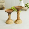 Transpac Wood 7.75 in. Brown Candle Holders Set of 2 - 4 of 4