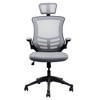 Modern High-Back Mesh Executive Office Chair with Headrest and Flip-Up Arms, Silver Grey - 4 of 4