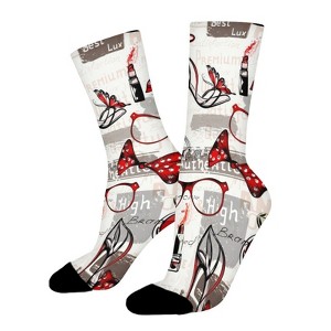 Female On A High Heels Women Printed Crew Socks Funny Funky Socks Soft Polyester Novelty Gifts for Artists Men - 1 of 1