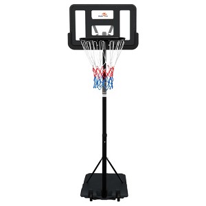 TopComfy Youth Portable Basketball Hoop Wall-Mounted Stand Adjustable 4.8 to 7.7FT for Indoor Outdoor Backyard Driveway, Black, 28"*20"*6" - 1 of 4