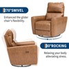 Power Recliner Chair Swivel Glider Upholstered Faux Leather Nursery Rocker Reclining Sofa Chair with Charging Port, Curved Armrests & Padded Backrest - 3 of 4