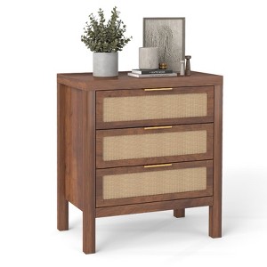 Angel Sar Rattan Night Stand with Drawers, 24'' Wide Boho Bedside Table with Large Storage and Sturdy Legs - 1 of 4