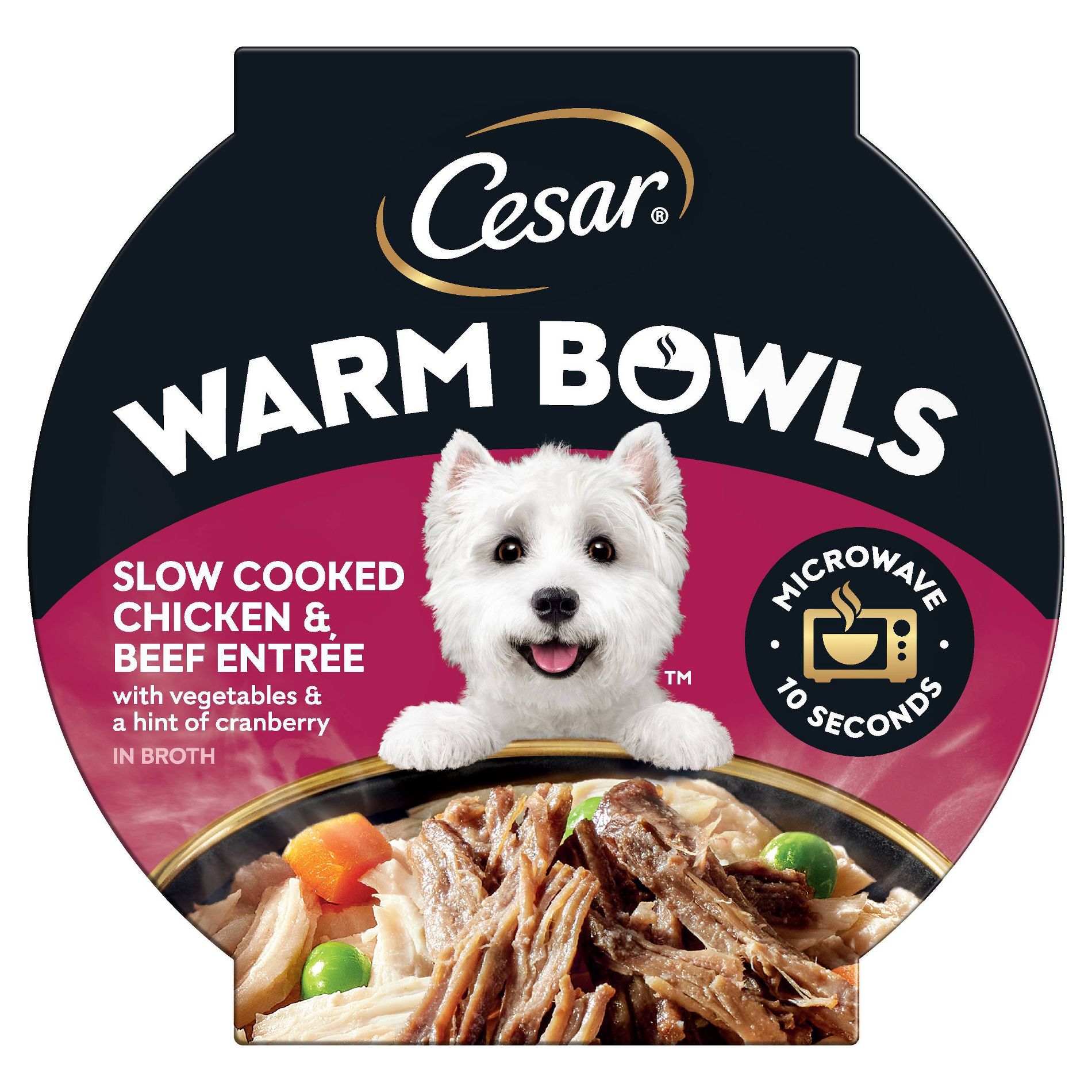 Cesar Warm Bowls Slow Cooked Chicken and Beef Flavor Adult Wet Dog Food - 2.7oz