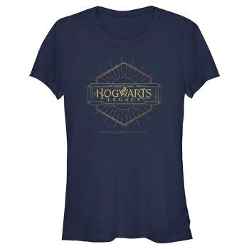 Juniors Womens Hogwarts Legacy Small Art Deco Logo T-Shirt